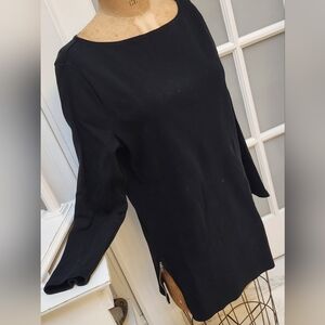 Vintage GAP Long Sleeve Black Boatneck Cotton Top EUC